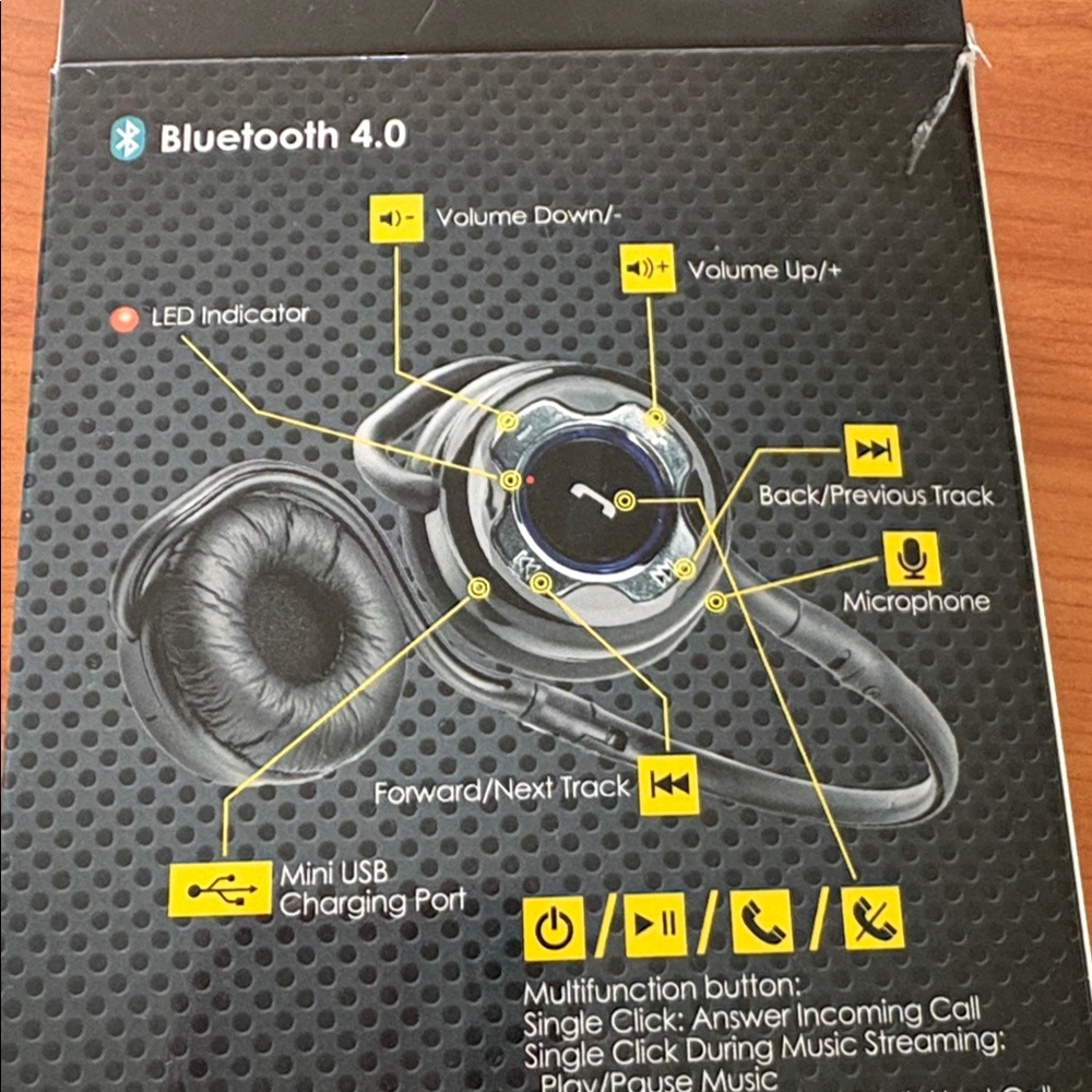 NIB SB220i Wireless Bluetooth Headphones - Black - Picture 6 of 11